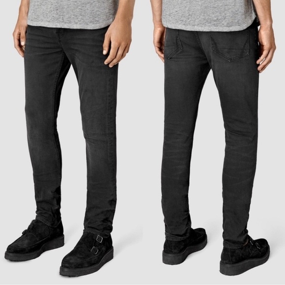 All Saints Cigarette High Rise Skinny Jeans Stone Black Gray Wash Button Fly 30 - Picture 1 of 10